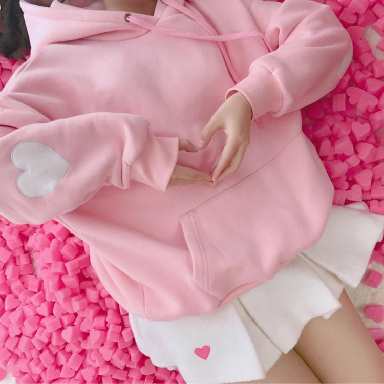 Cute Heart Fleece Femboy Hoodie