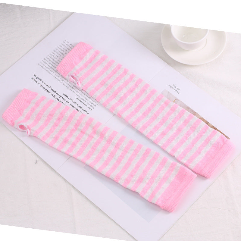 Knitted Cotton Striped Arm Warmer