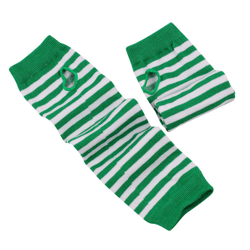 Knitted Cotton Striped Arm Warmer