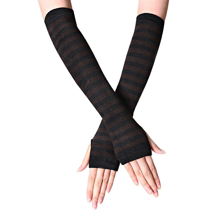 Knitted Cotton Striped Arm Warmer