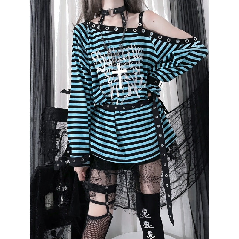 Virtual Butterfly Striped Top