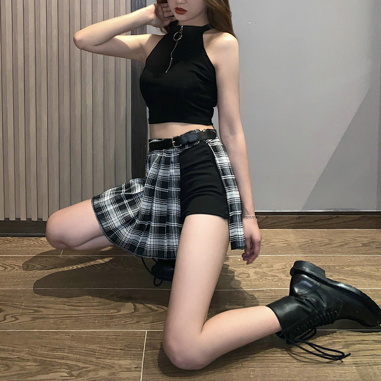 Femboy Hung Irregular Slit Pleated Skirt