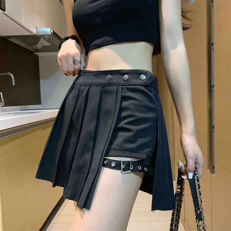 Femboy Hung Irregular Slit Pleated Skirt