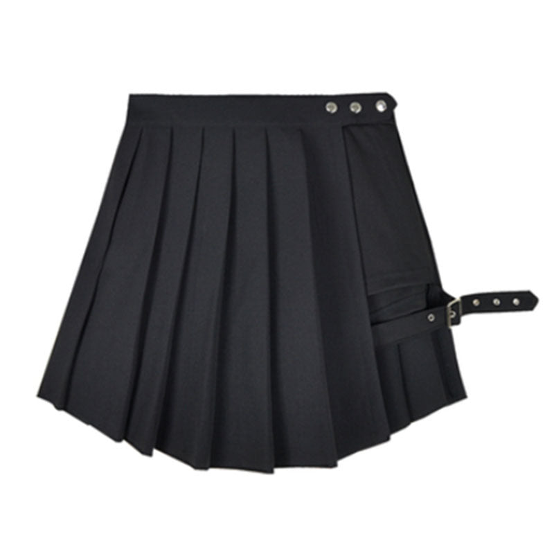 Femboy Hung Irregular Slit Pleated Skirt