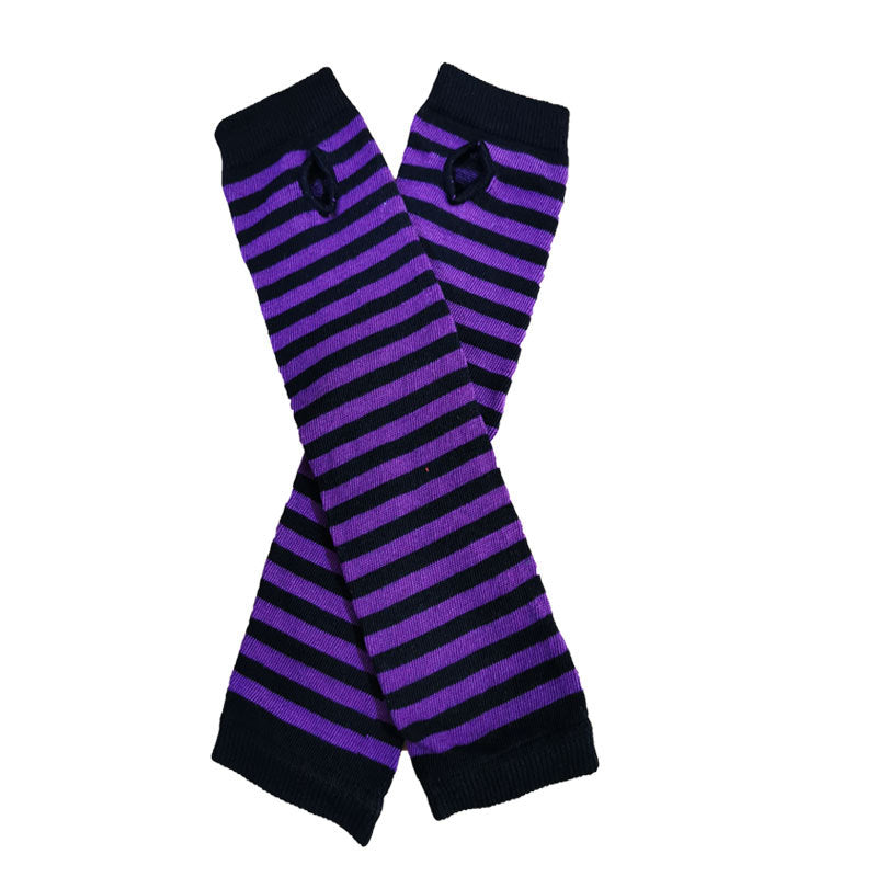 Knitted Cotton Striped Arm Warmer