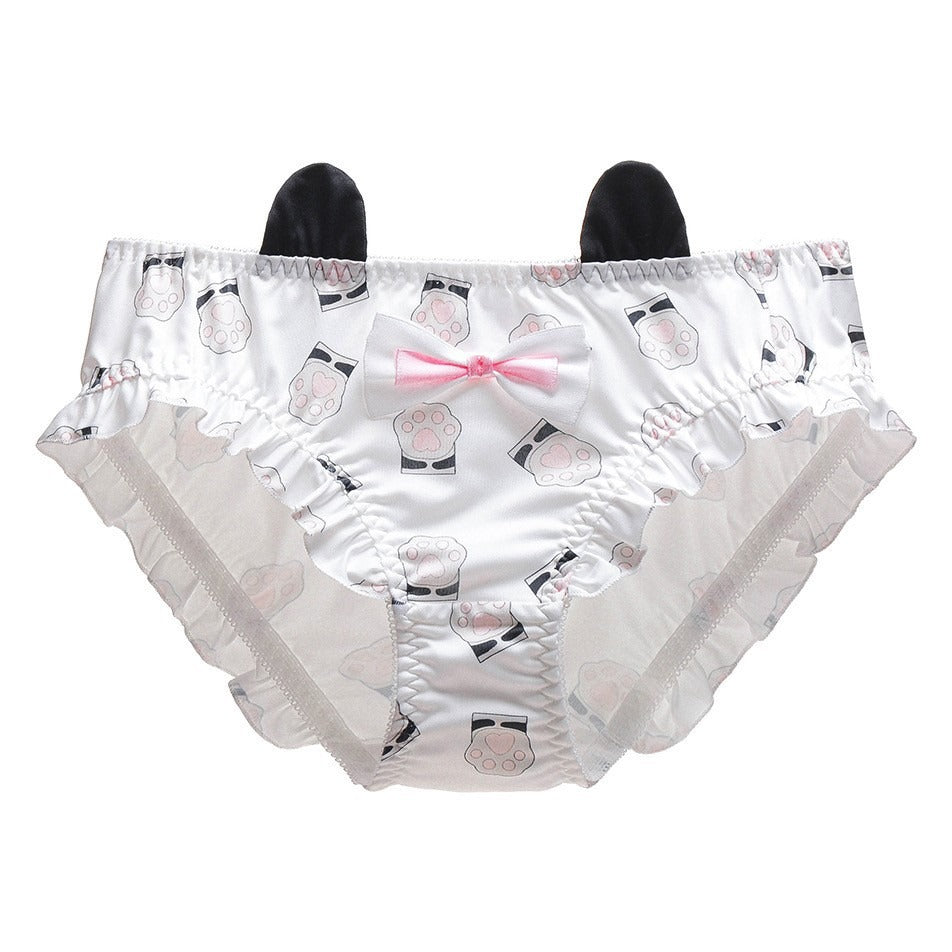 Cat Paw Ruffled Panties with Bow