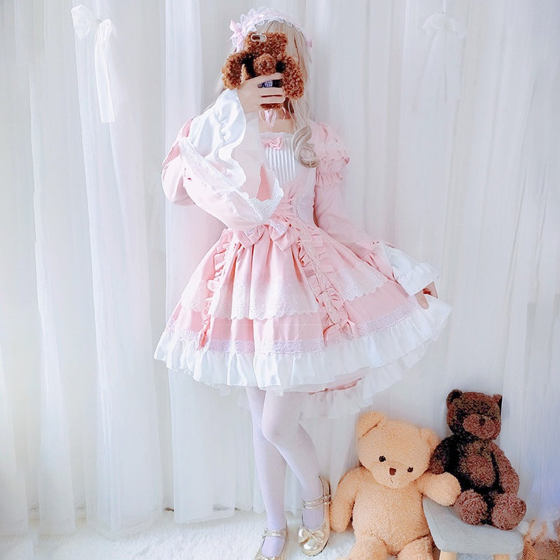 Lolita Tie Puff Femboy Dress.