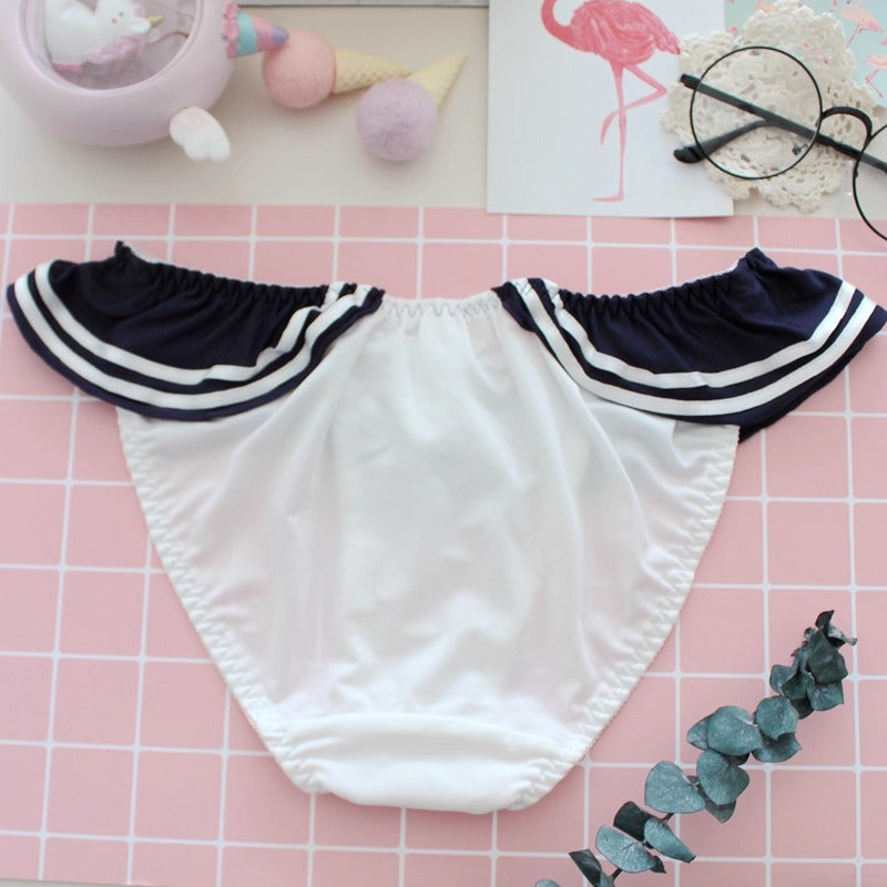 Navy Stripe Milk Silk Panties
