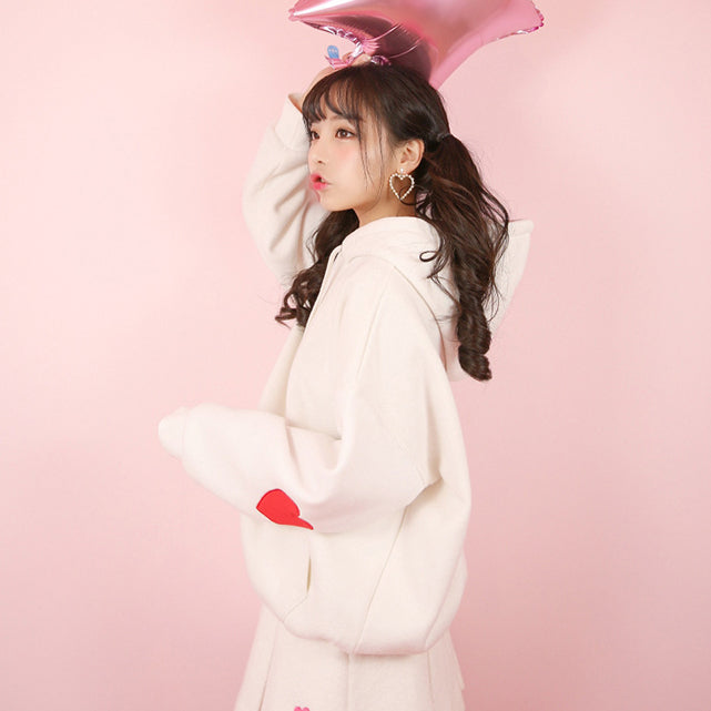 Cute Heart Fleece Femboy Hoodie