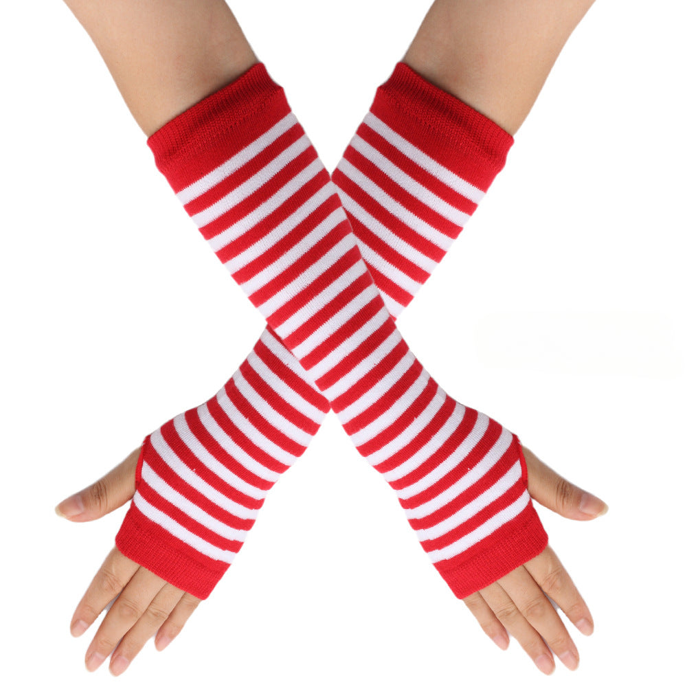 Knitted Cotton Striped Arm Warmer