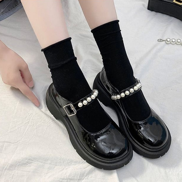 Pearl Mary Jane Leather Femboy Shoes