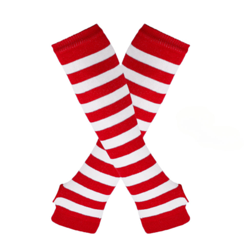 Knitted Cotton Striped Arm Warmer