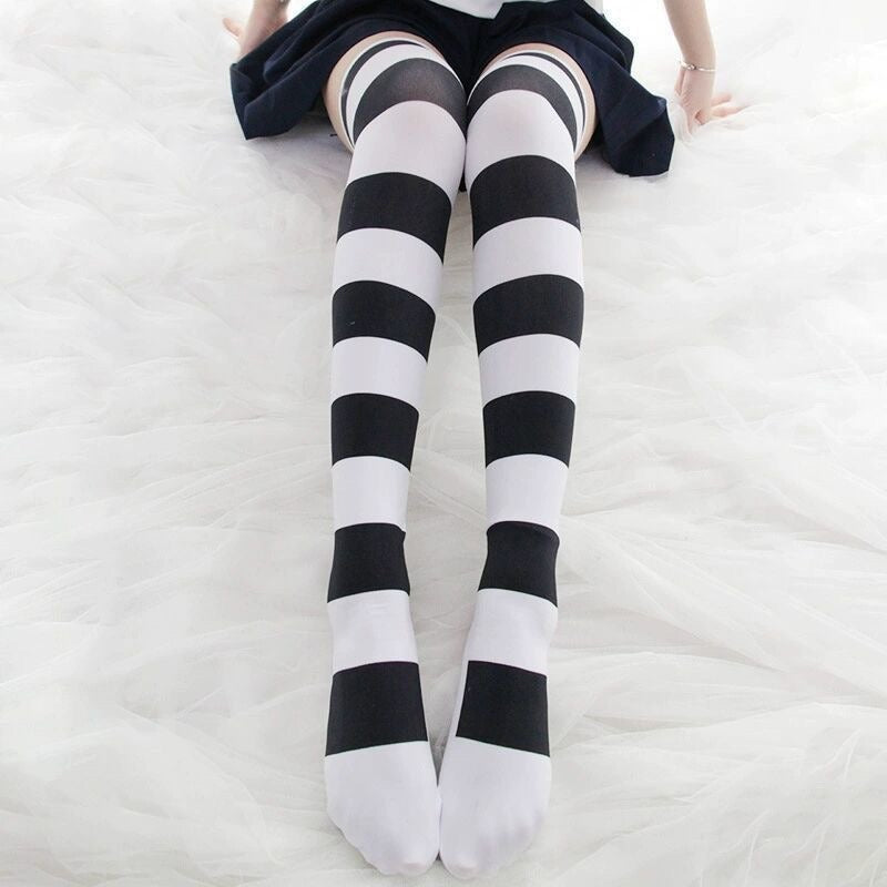 Velvet Cat Paw Stripe Stockings