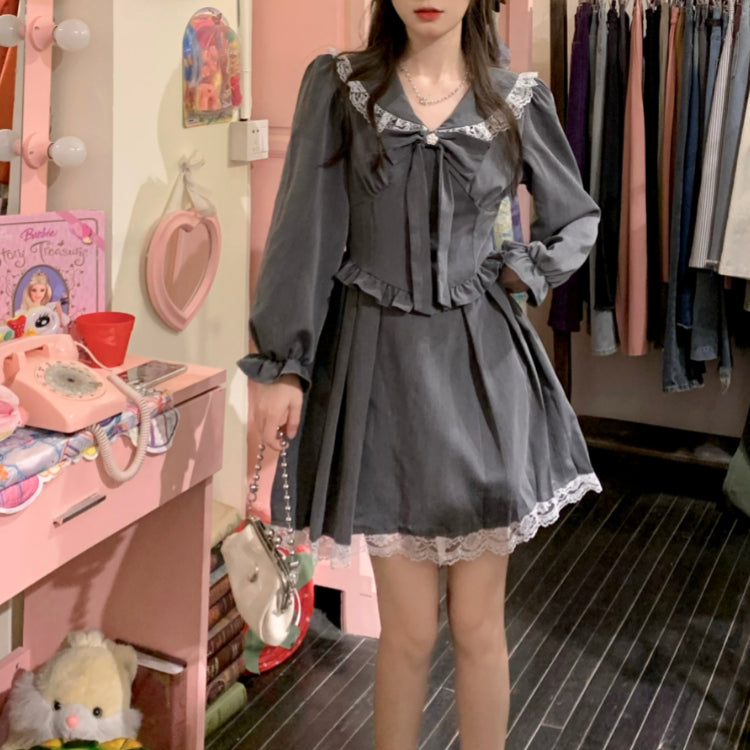 Gray Doll Collar Lace Sissy Dress.