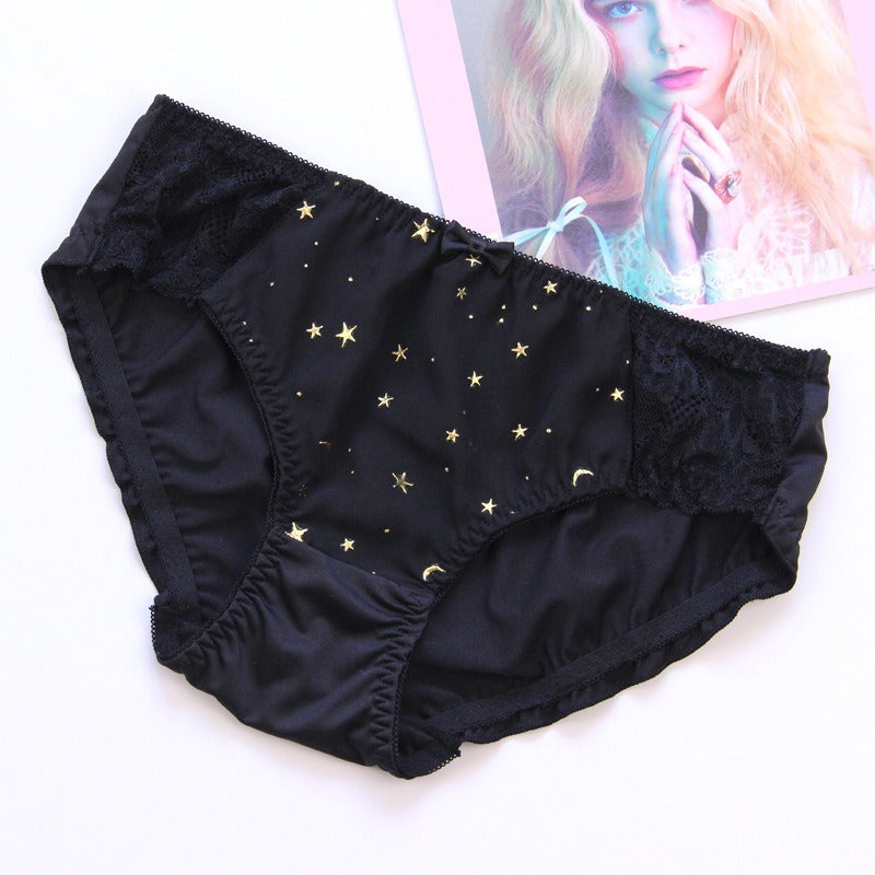 Cute Crescent Star Whimsical Panties