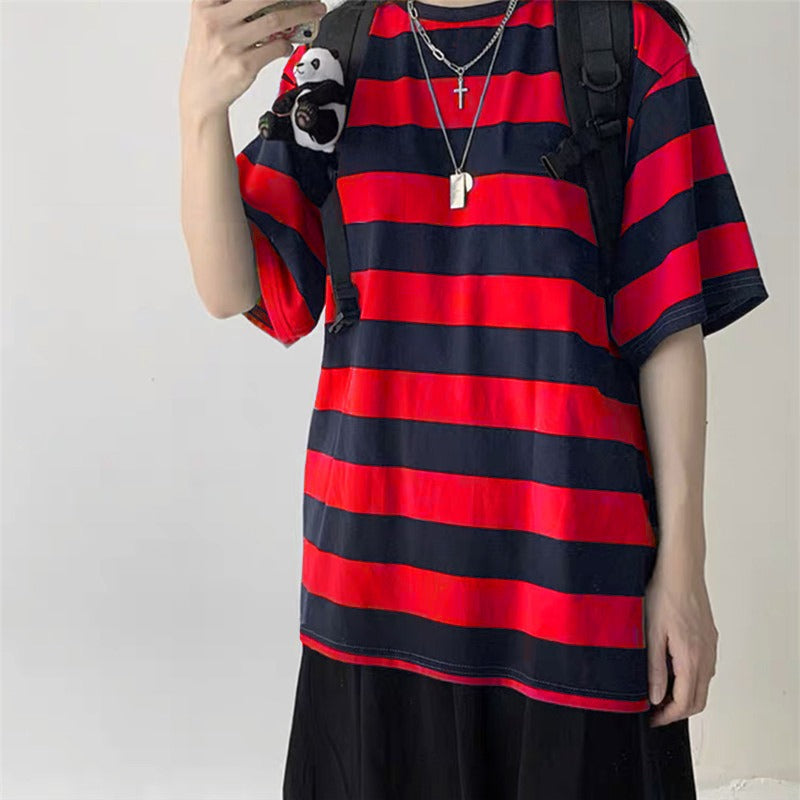 Summer Emo Striped Loose T-shirt