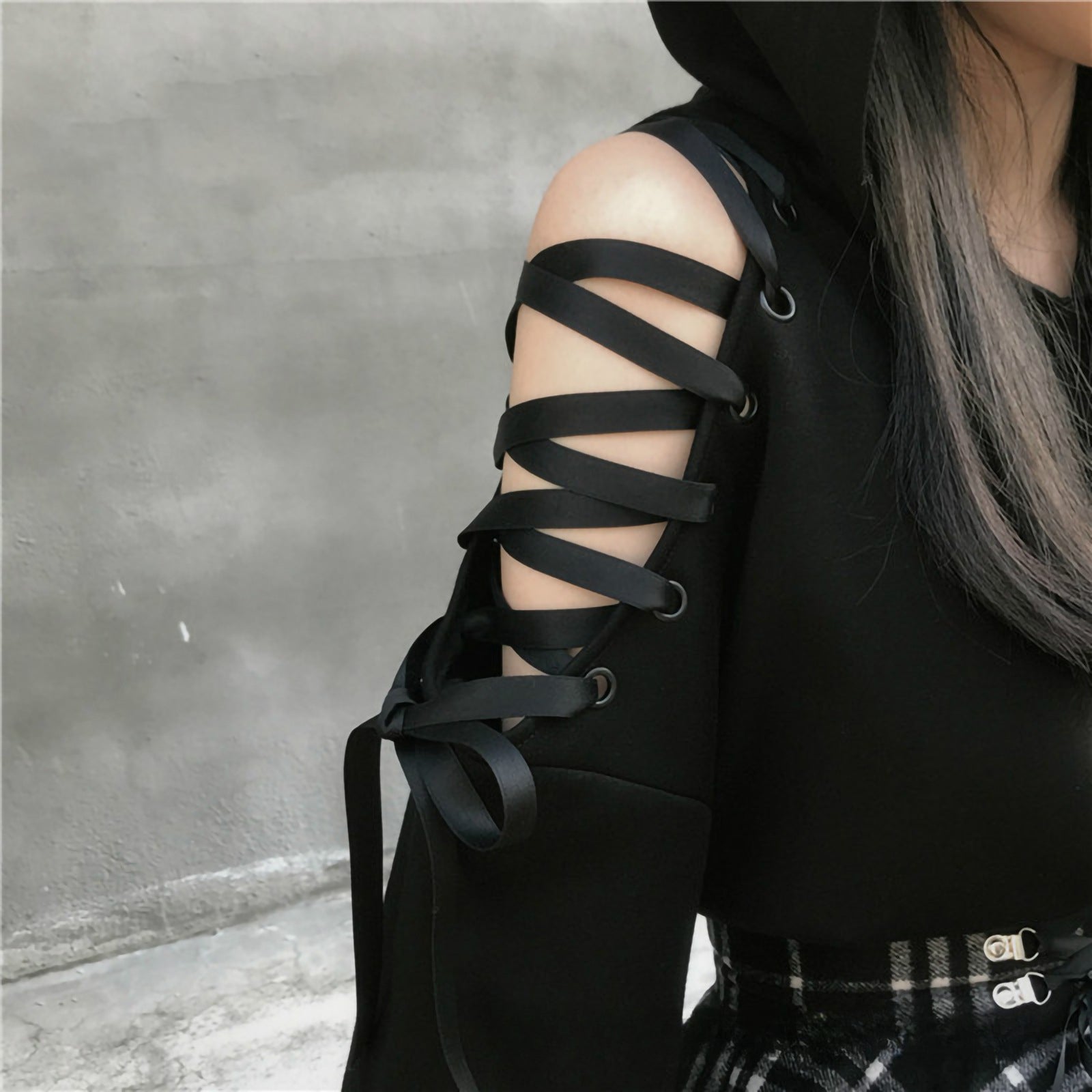 Gothic Cat Crop Top Hoodie