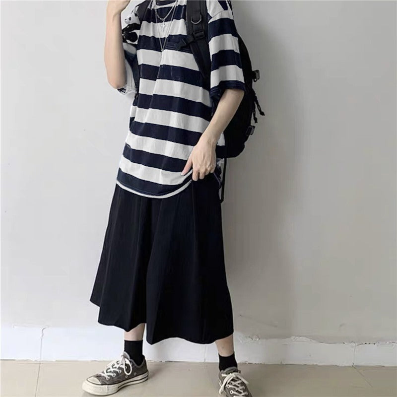 Summer Emo Striped Loose T-shirt