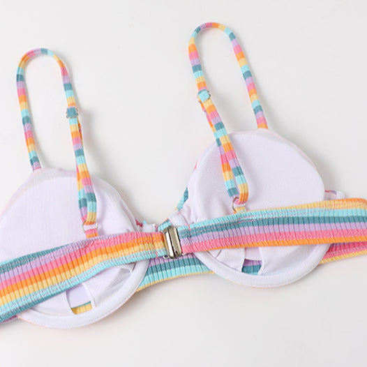 Rainbow Stripe Swimsuit 3 Pieces
