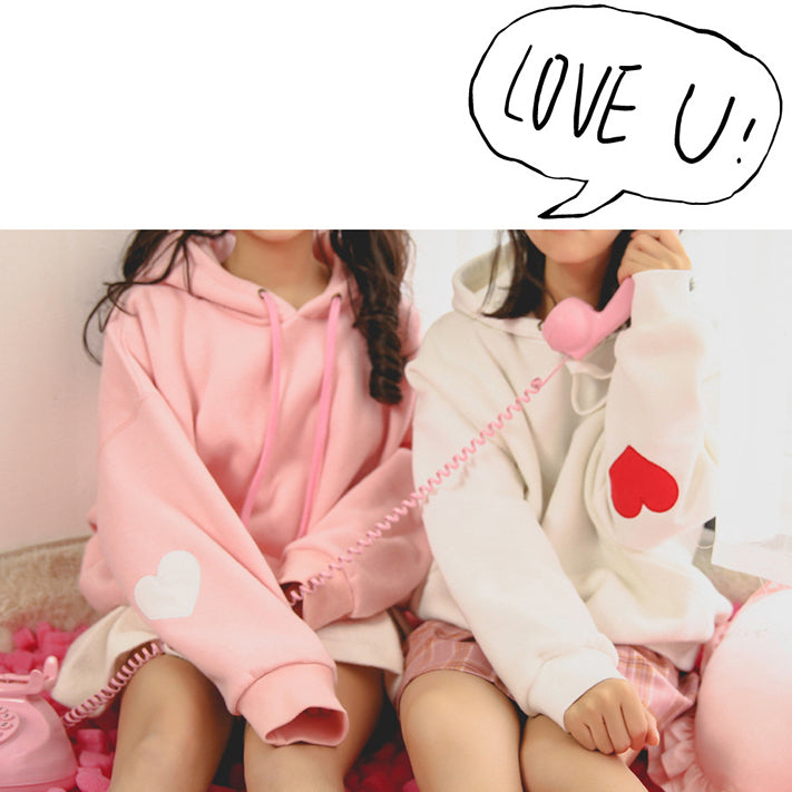 Cute Heart Fleece Femboy Hoodie