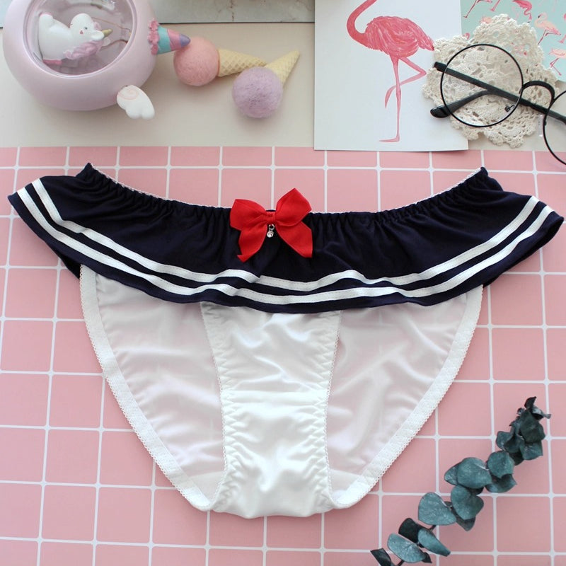 Navy Stripe Milk Silk Panties