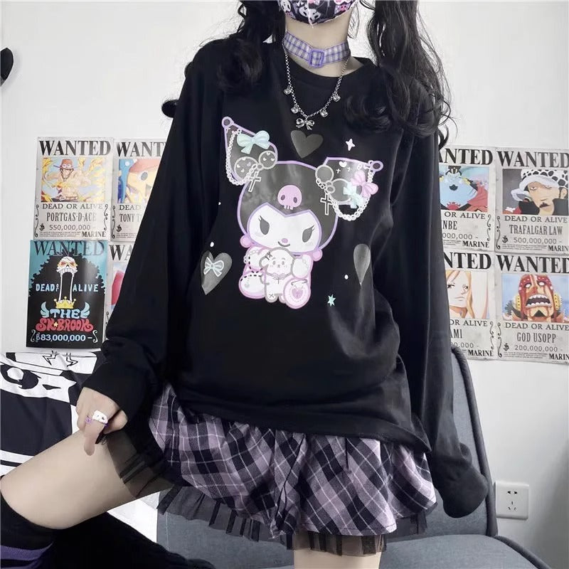 Black Harajuku Kuromi Long Sleeve T-Shirt