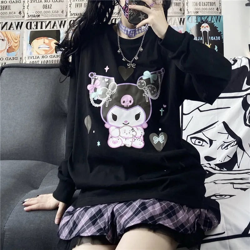 Black Harajuku Kuromi Long Sleeve T-Shirt