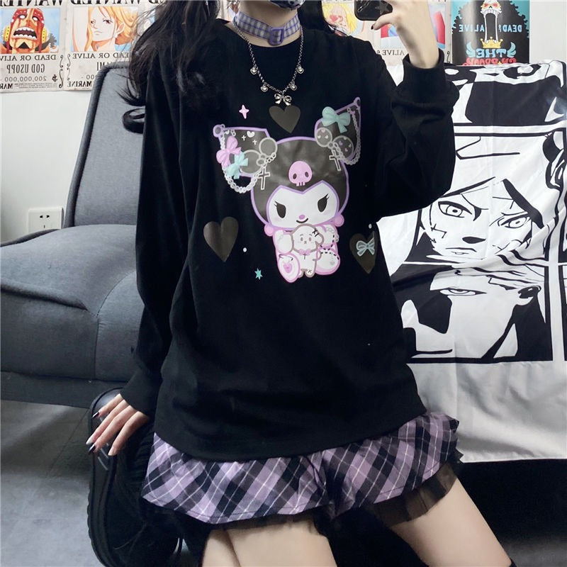 Black Harajuku Kuromi Long Sleeve T-Shirt