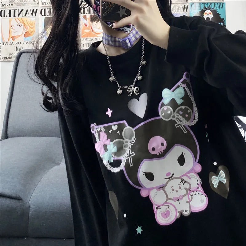 Black Harajuku Kuromi Long Sleeve T-Shirt