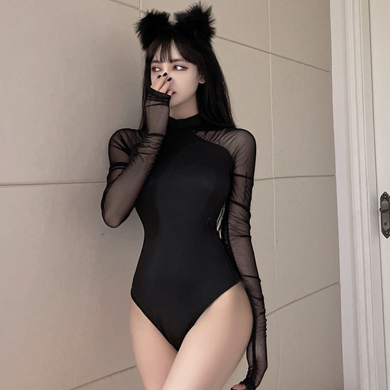 Black Mesh Leotard