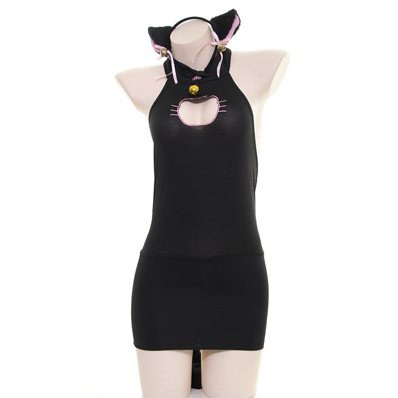 Cat Femboy Hollow Backless Dress Set