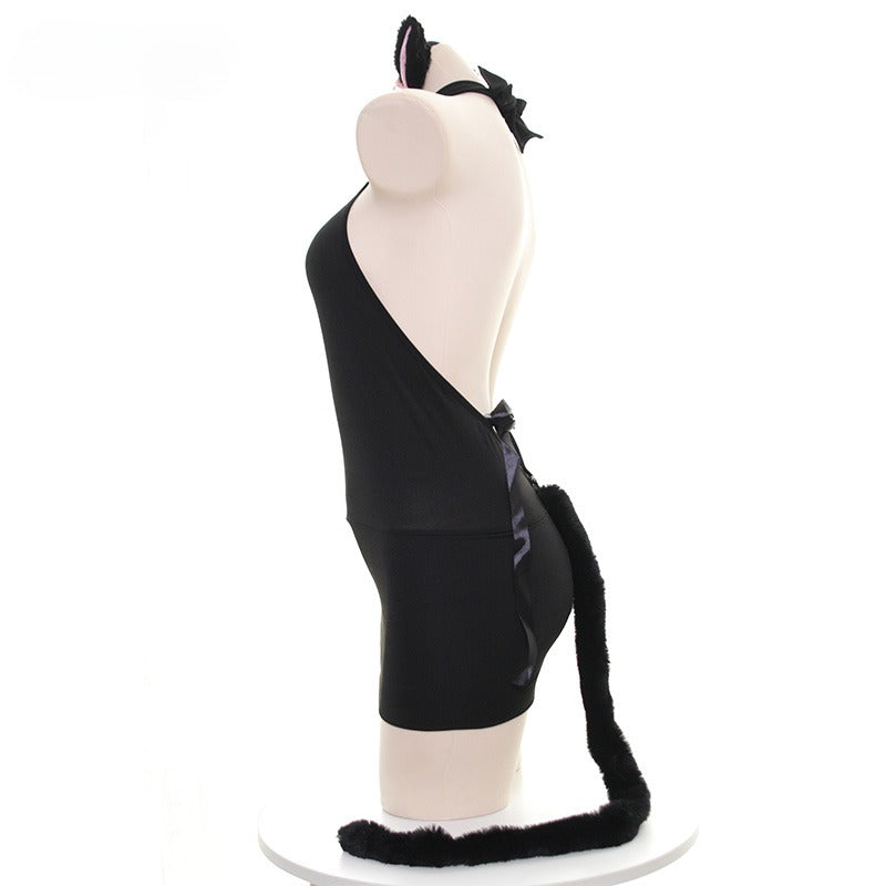 Cat Femboy Hollow Backless Dress Set