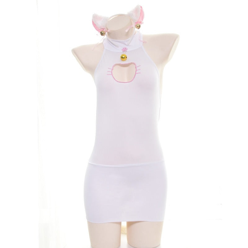 Cat Femboy Hollow Backless Dress Set
