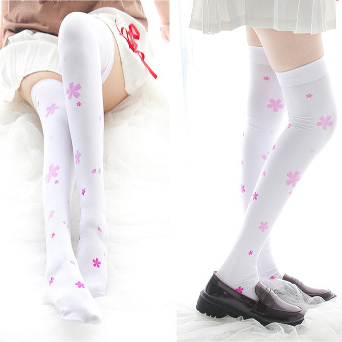 Cherry Blossom Striped Stockings