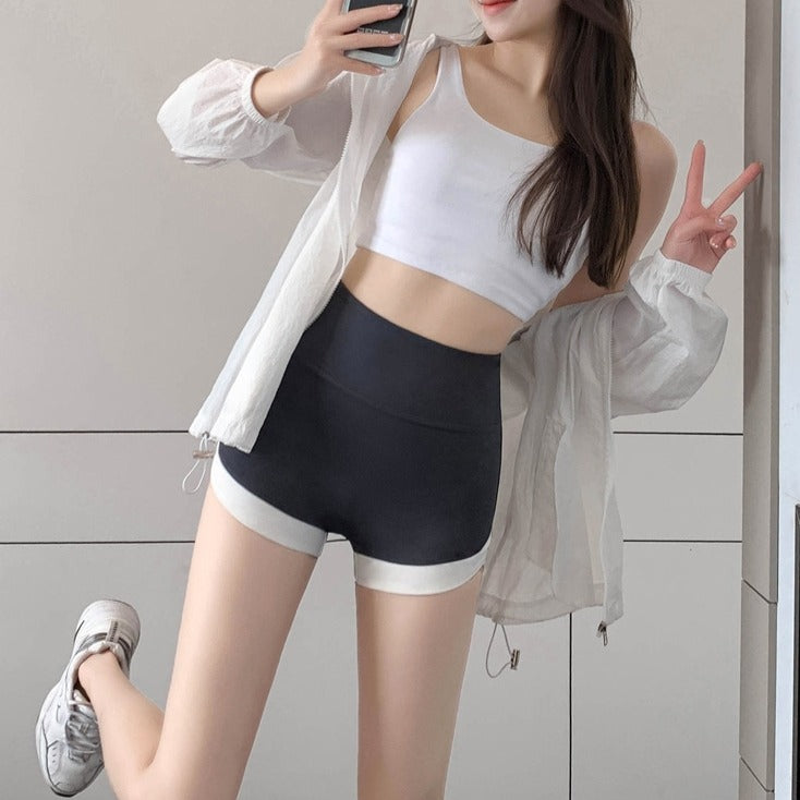 Contrast Sharkskin Shorts