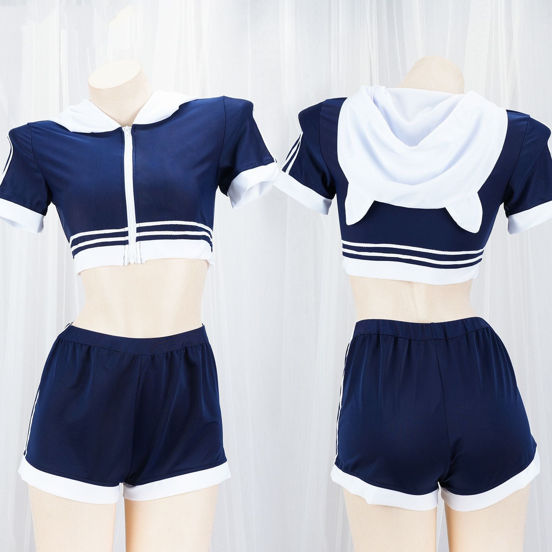 Crop Hoodie and Short Sport Clothing Set