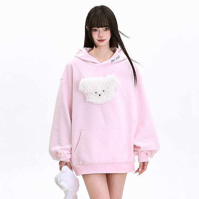 Cute Dog Flocked Hoodie