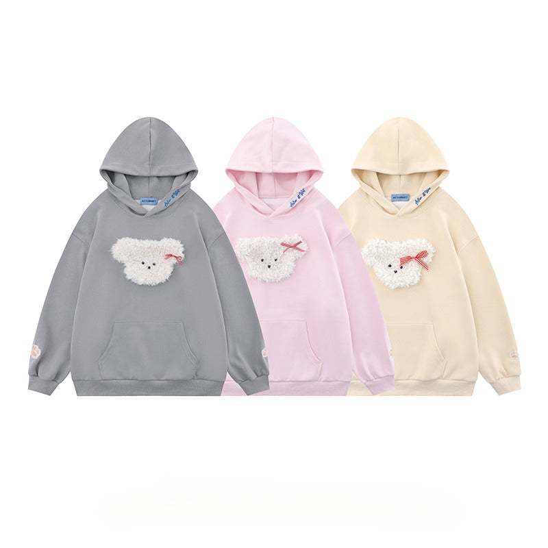 Cute Dog Flocked Hoodie
