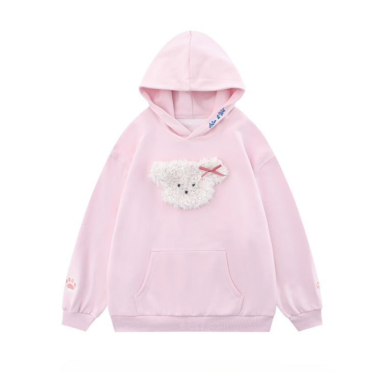 Cute Dog Flocked Hoodie