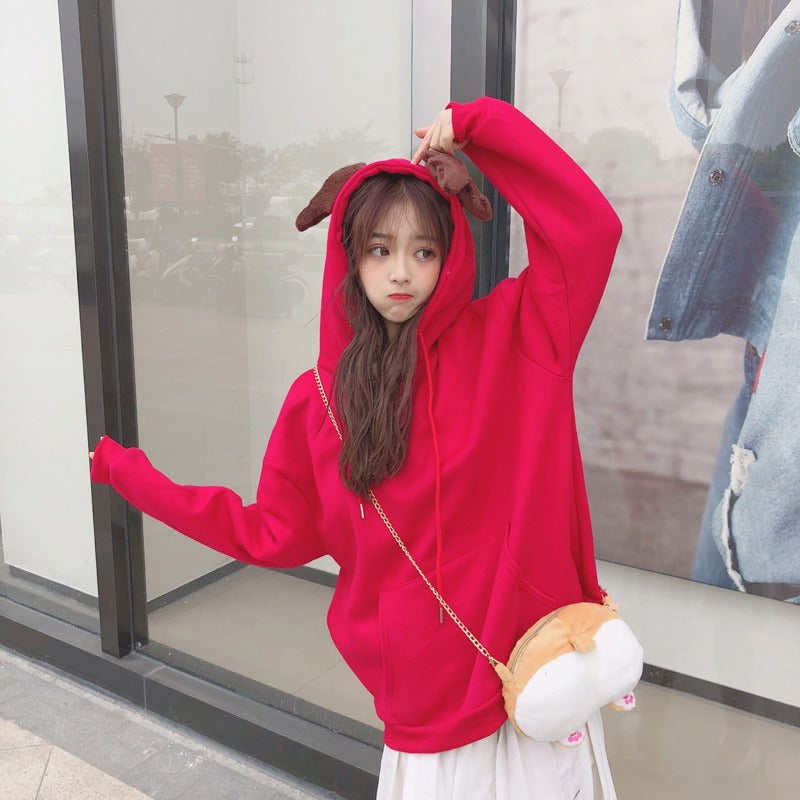 Cute Pullover Hoodie with Antler