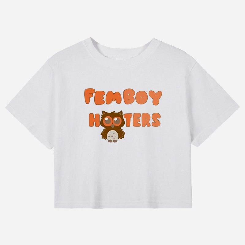Femboy Hooters Crop Shirt in white