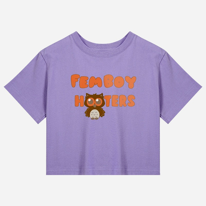 Femboy Hooters Crop Shirt in purple