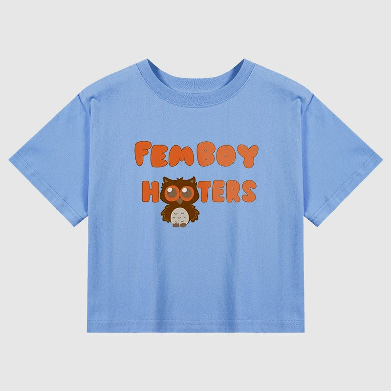 Femboy Hooters Crop Shirt in blue
