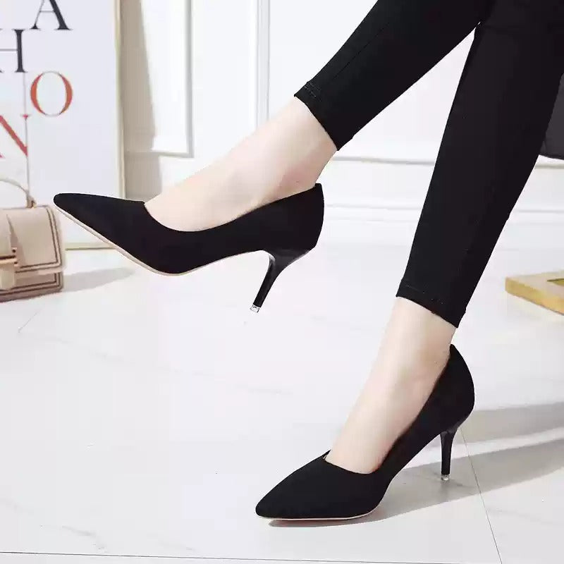 Suede Pointed-Toe Stiletto-Heel Pumps