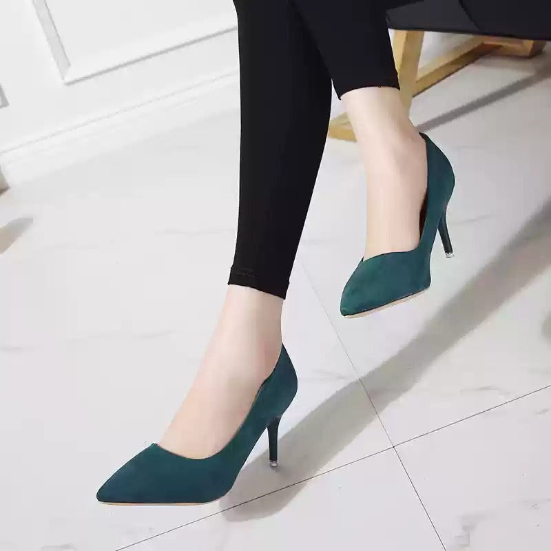 Suede Pointed-Toe Stiletto-Heel Pumps