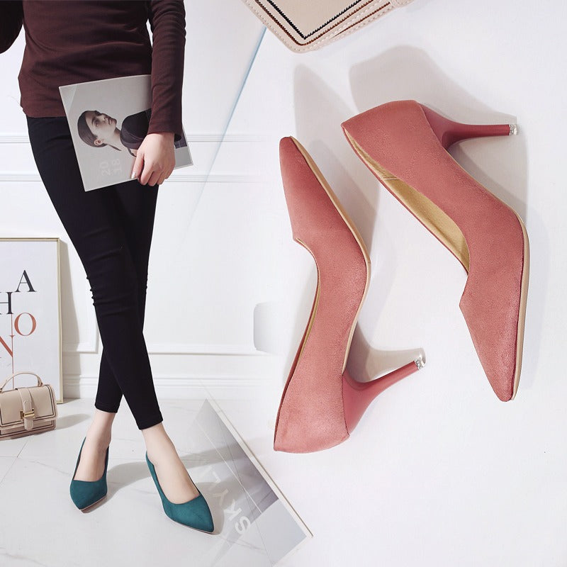 Suede Pointed-Toe Stiletto-Heel Pumps