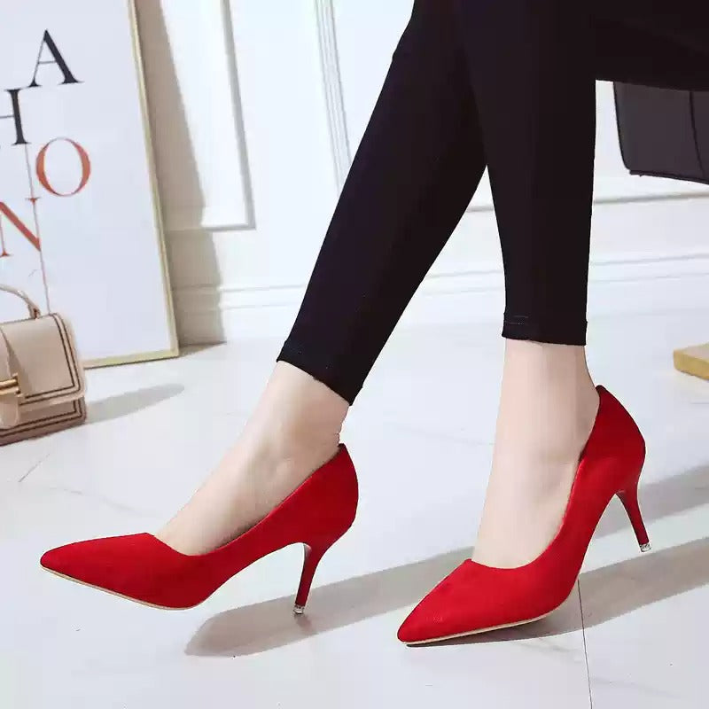 Suede Pointed-Toe Stiletto-Heel Pumps