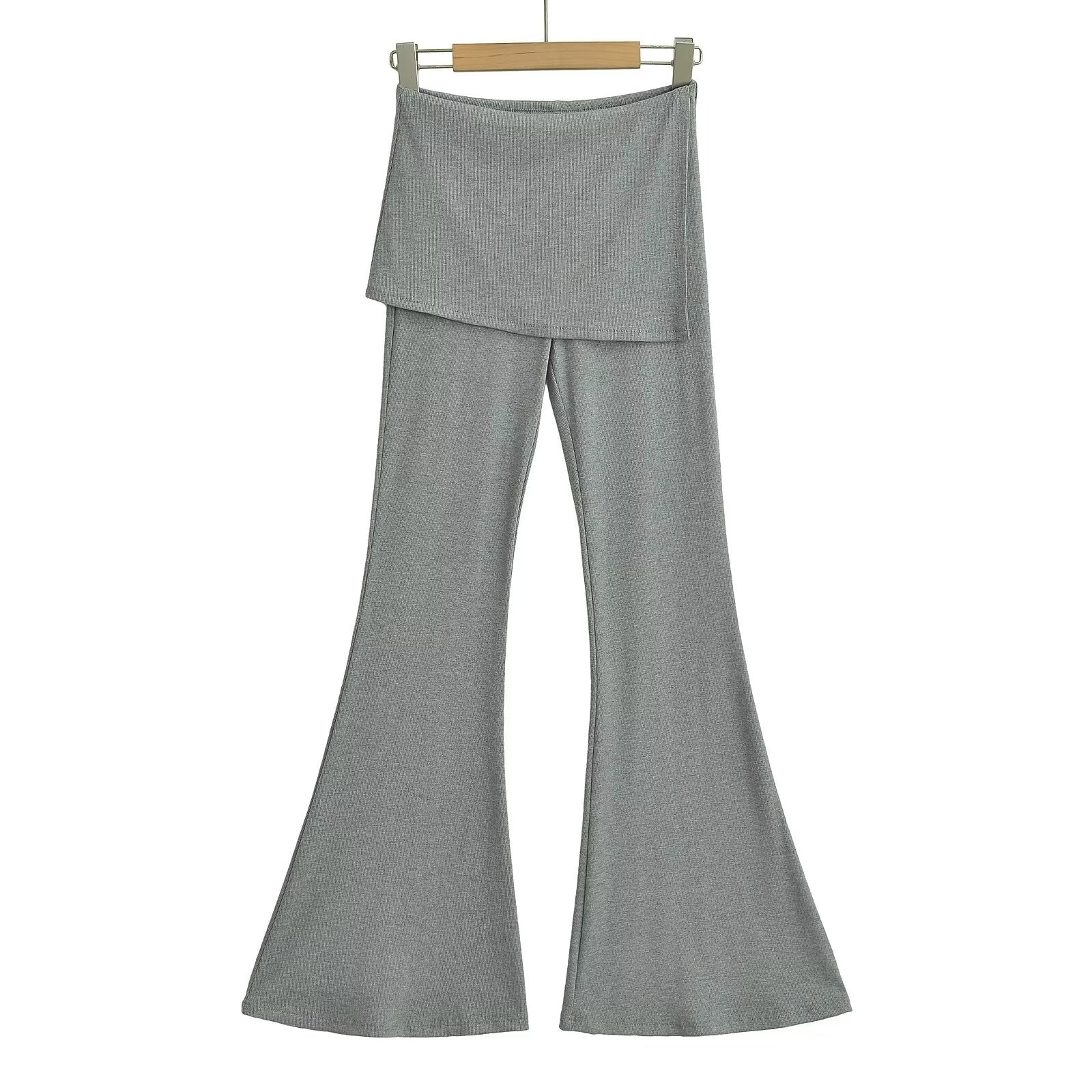Flip Waist Elastic Flare Pants