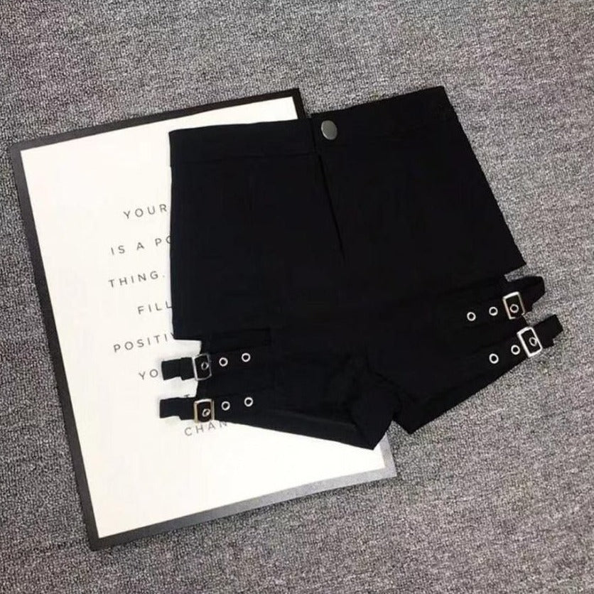 Goth Punk Shorts with Buckle