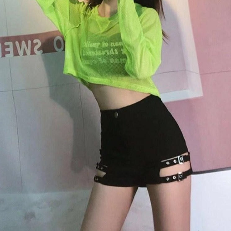 Goth Punk Shorts with Buckle